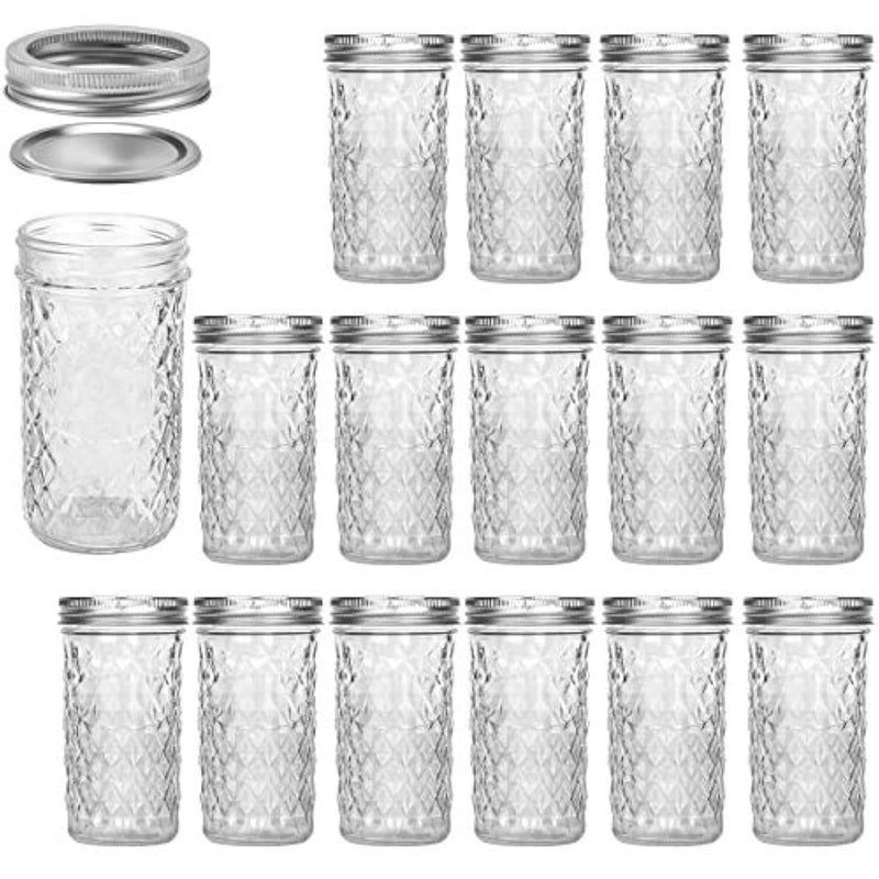 VERONES Mason Jars 12 OZ, Canning Jars Jelly Jars With Regular Lids, Ideal for Jam, Honey, Wedding Favors, Shower Favors,15 PACK - Image 1